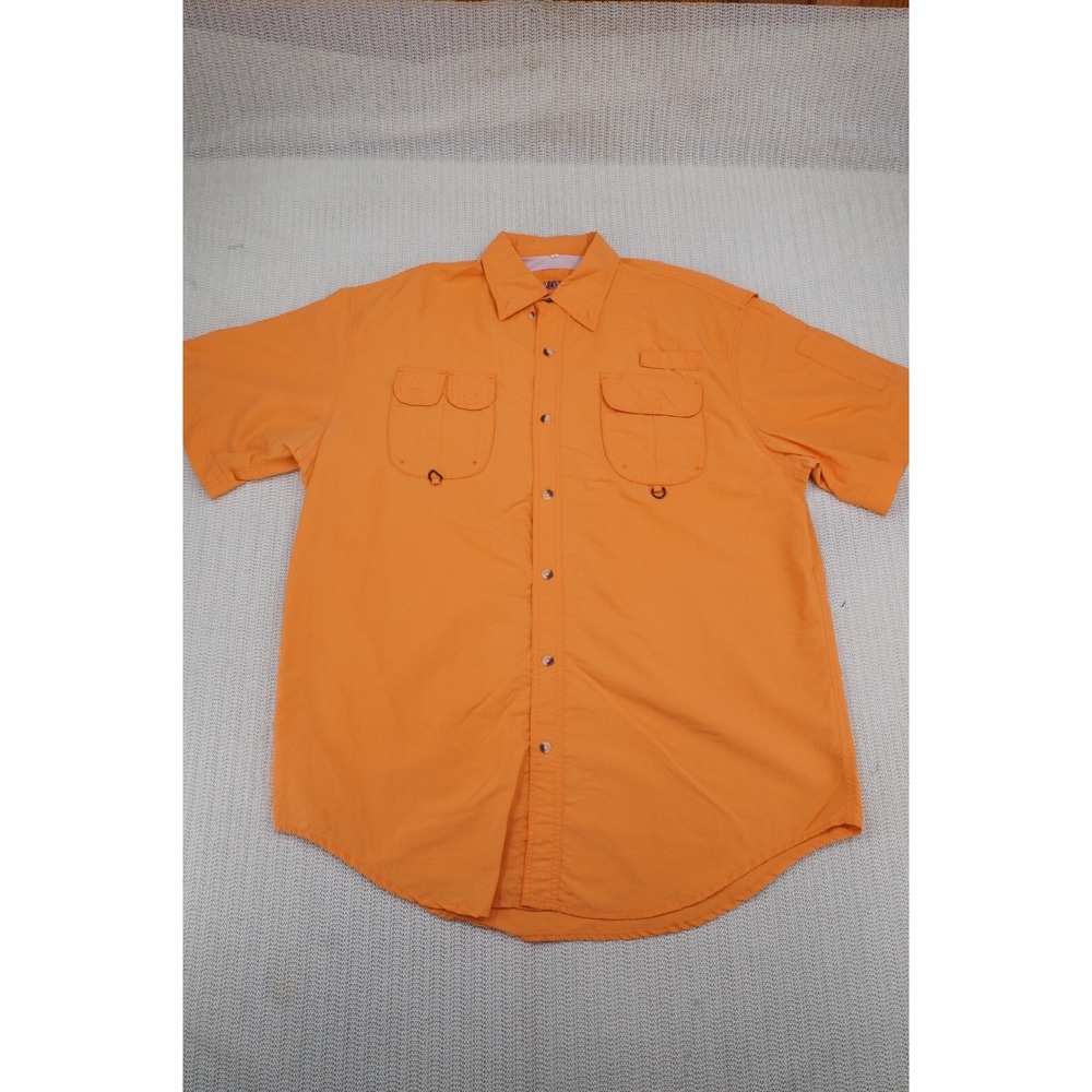Vicious Fishing Shirt Mens Extra Large Large Orange Short Sleeve Vented Nylon